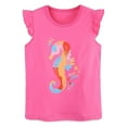 thumbnail image 3 of HILEELANG Toddler Girl Summer Short Outfits Cotton CrewNeck Pink Sea Horse Short Sleeve Playwear 2PC Sets 4T, 3 of 5