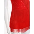 thumbnail image 6 of Sholeno Girls Tassel Hem Jazz Latin Dance Dress Leotard Sequins Bodysuit Samba Rumba Ballroom Dancewear Red 8, 6 of 7