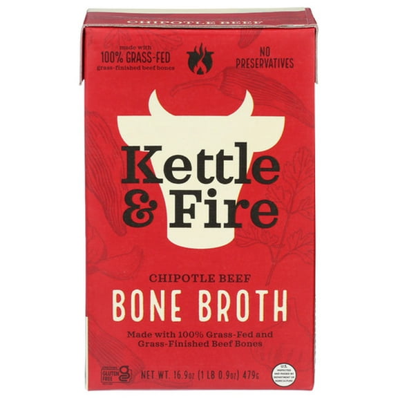 (Pack of 6) Kettle and Fire Bone Broth Beef Chipotle 16.9 Oz