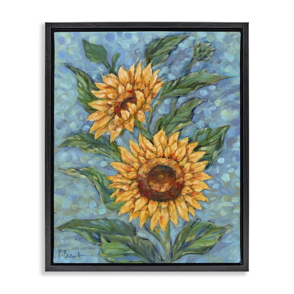 Stupell Industries Transitional Modern Brush Stroke Florals Black Floating Frame Canvas Art, 17 x 21, by Paul Brent