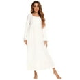 thumbnail image 5 of EFINNY Women's White Nightgown Button Down Full-Length Nightdress Long Sleeve Victorian Pajama Dress Soft Loungewear with Pockets, 5 of 6