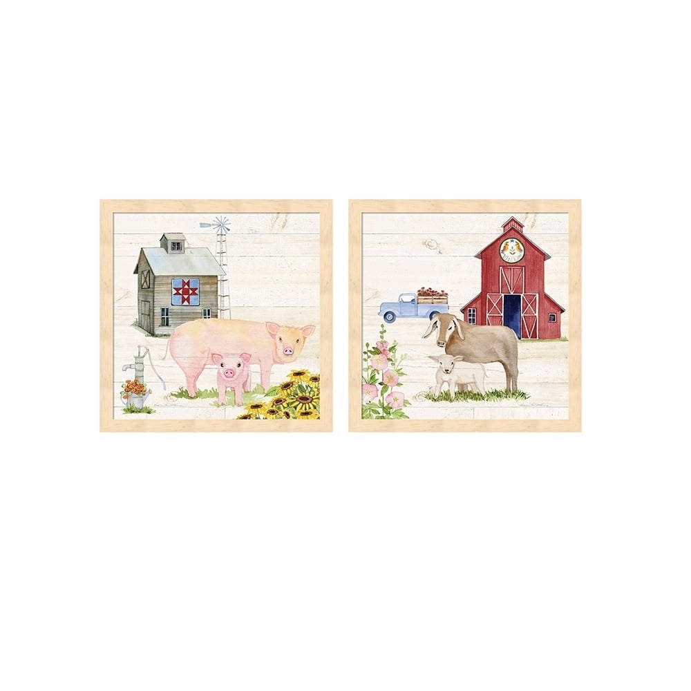 Metaverse Kathleen Parr McKenna 'Life on the Farm B' Framed Art (Set of ...