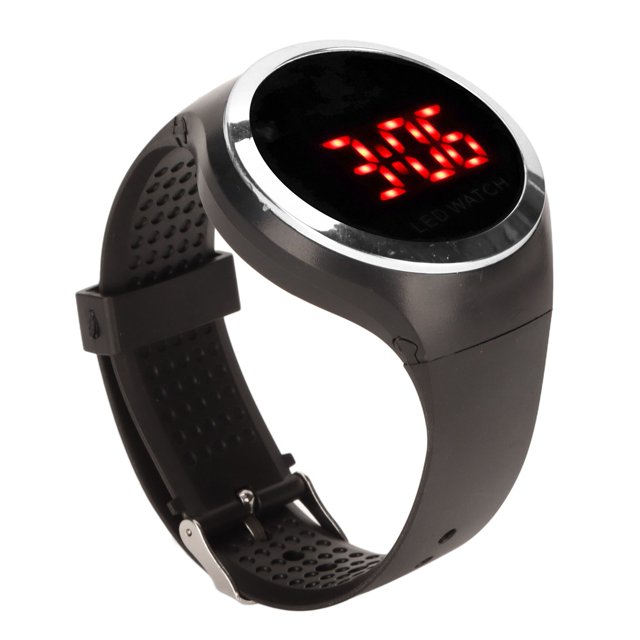 Sports Digital Watch, Flexible Portable Safe Fashionable Kids Digital Watch Red LED Adjustable For Children For Outdoor Camping Silver