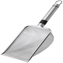 Cat Litter Scoop Stainless Steel Mesh Scooper Long Handle Deep Shovel Non-Stick Coated Metal Litter Scoop for Litter Box Kitten Pooper Lifter (Hole:3.8mm/Regular Cat Litter Scoop)