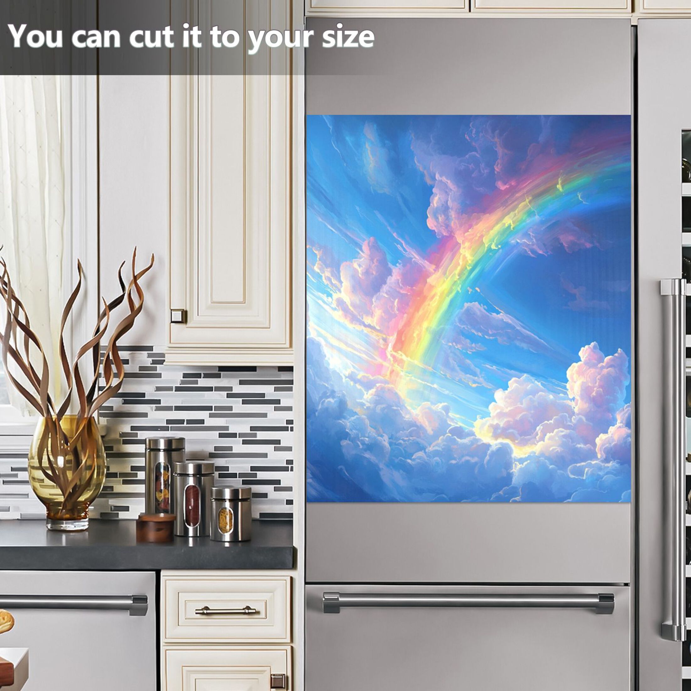 Dishwasher Magnetic Sticker 23x26 Inch Refrigerator Magnetic Sticker Washing Machine Magnetic Sticker Kitchen Panel Magnetic Sticker Home Decor Picturesque Rainbow Cloud
