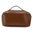 thumbnail image 3 of Bolsa De Maquillaje De Cuero De PU La Apertura Grande Previene La Dureza De La Deformación Bolsa De Maquillaje Portátil Grande Con Asa Bolsa De Maquillaje De Cuero De PU Para Teléfono Celular Marrón, 3 of 5