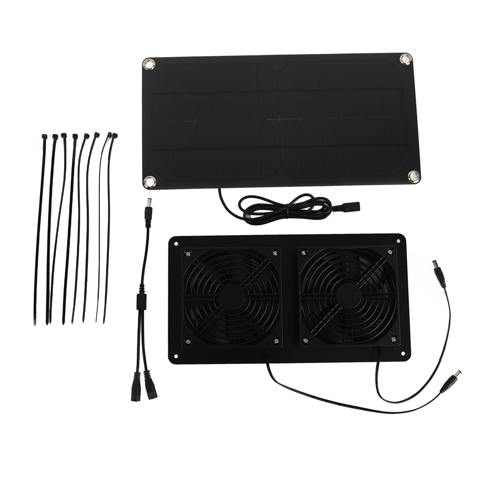 Eco-Friendly 20W Monocrystalline Silicon Solar Panel with Dual 3W Fans: 12V Solar Powered Cooling System for Cars, Greenhouses, and Enclosures - Includes 150cm Cable and Mounting Ties