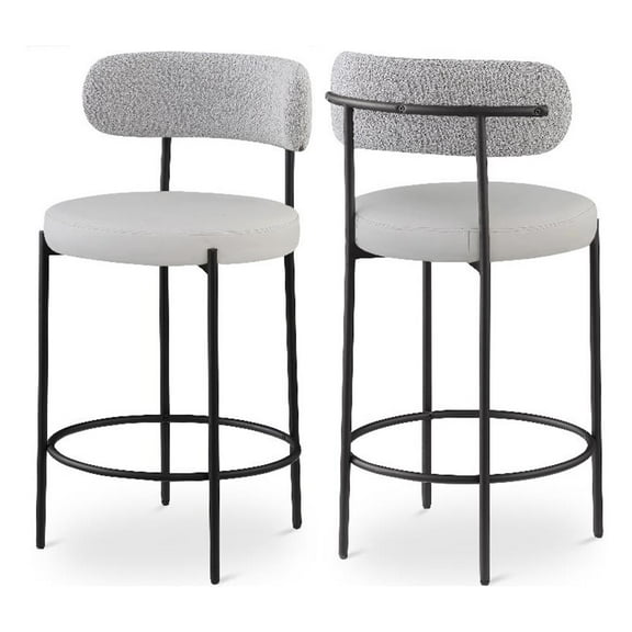 Pemberly Row Modern Taupe Vegan Leather Seat Stool (Set of 2)