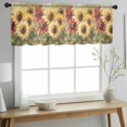 thumbnail image 2 of Summer Sunflowers Valance Curtains for Kitchen/Living Room/Bathroom/Bedroom Window, Rod Pocket Small Topper Half Short Window Curtains Voile Sheer Scarf, Red Yellow Floral Leaf Wood Grain 60"x18", 2 of 8