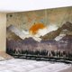 thumbnail image 2 of Tapiz de pared estilo japonés abstracto pintado ballena puesta de sol montaña bosque hippie mandala YONGSHENG 150*100 cm, 2 of 4