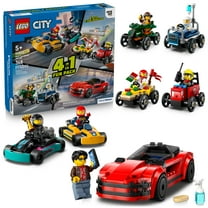 LEGO City Built For Speed Gift Set: Building Toy for Kids, Ages 5  - 4 Sets in 1 Including 7 Minifigures and Vehicles - Gift for Christmas for Young Racing Fans - 66803