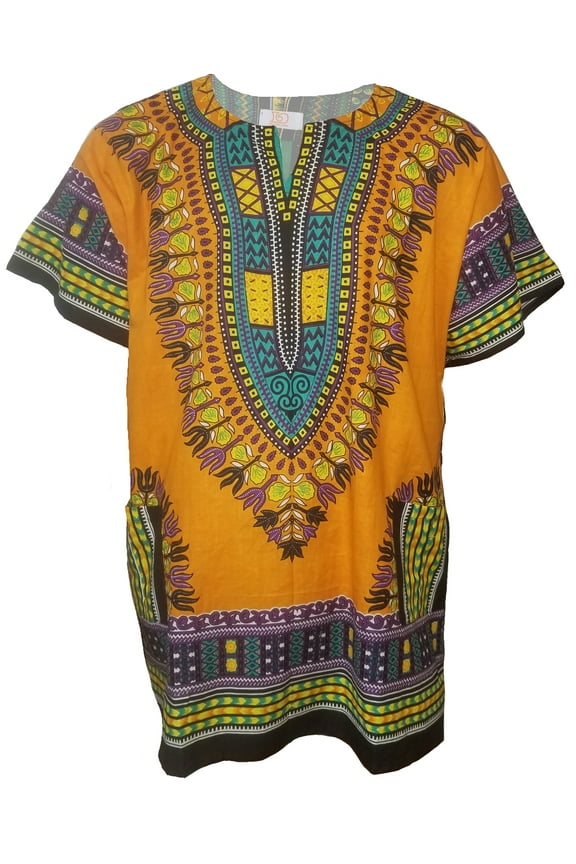 Orange African Print Dashiki Shirt from S to 7XL Plus Size