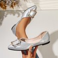 thumbnail image 6 of Women's Pointed Toe Flat Shoes Slip on Sparkly Wedding Sandals Ladies Summer Work Party Sandal 2026 Low Heel Slide Shoe Silver 8.5, 6 of 8