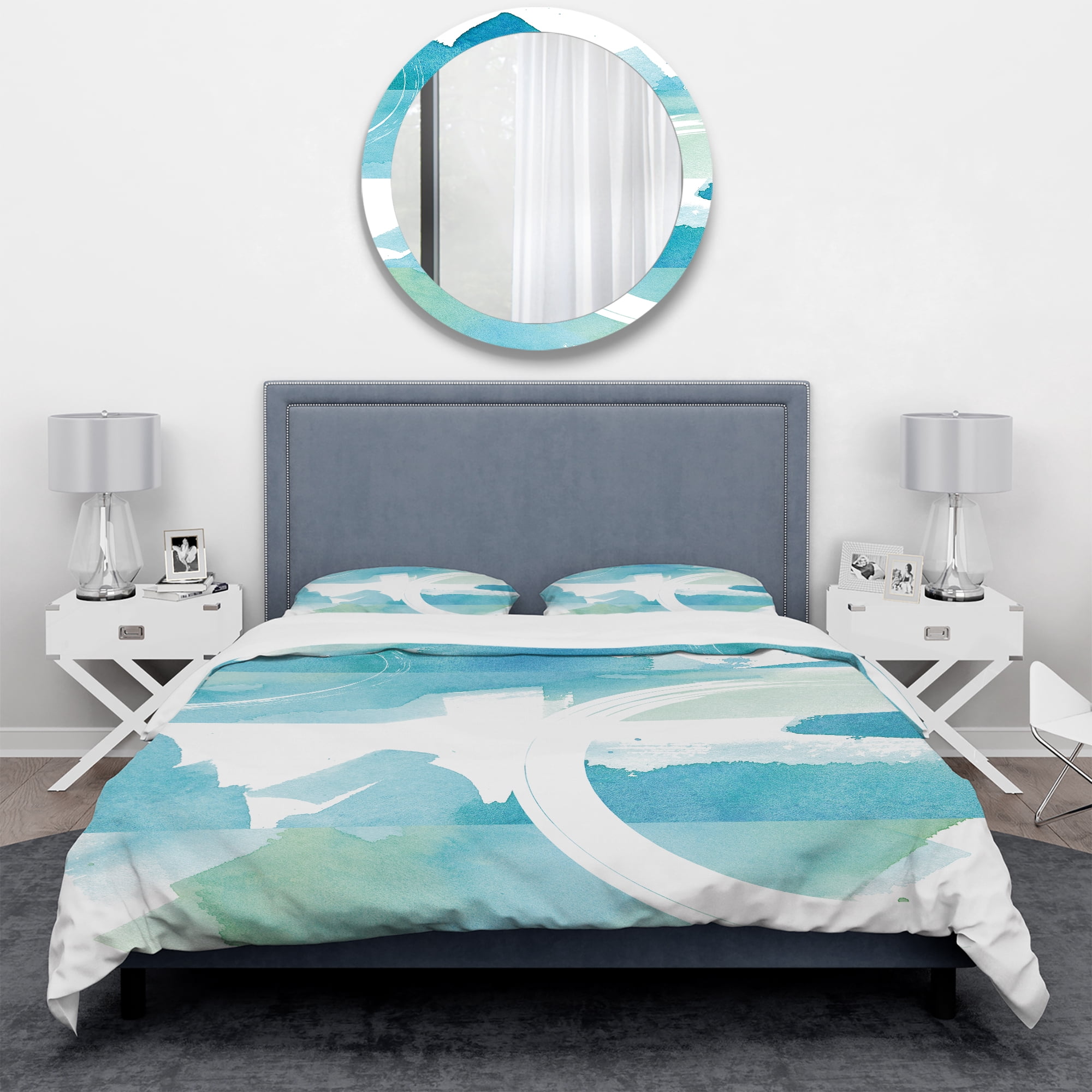 Designart 'Coastal watercolors II' Geometric Duvet Cover Set
