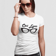 thumbnail image 2 of Cat Eye Sunnies Womens Graphic Tees Vintage Cat Eye Sunglasses Cat Sunglasses Black & White Shirts, 2 of 9
