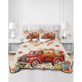 thumbnail image 2 of Full Size Quilt Bedding Set, Fall Red Truck Reversible Summer Quilt 3 Pieces, Thanksgiving Autumn Harvest Rustic Pumpkins Lightweight Bedspreads Coverlets with 2 Pillow Shams for All Seasons, 2 of 5