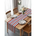 thumbnail image 3 of Retro Marine Turtle Table Runner-36 Inch Long Red Blue White Geometric Stripe Table Runners Linen Burlap Tablerunner for Kitchen Dining Room Holiday Party, 3 of 9