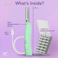 thumbnail image 3 of Spa Sciences SIMA Dermaplane Razor – 2-in-1 Exfoliation & Hair Removal, 3 Speeds, 7 Tips, Rechargeable, Compact Stainless Steel, Green, 3 of 11