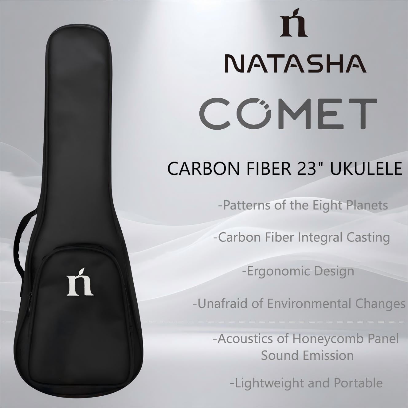 Natasha Asteroid Carbon Fiber 23-inch Ukulele , Travel Ukuleles,Integrated Casting With Carbon Fiber Composite Material, light and portable.