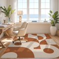thumbnail image 3 of Design&I 3'x5' Washable Area Rug Cream Terracotta Geometric Artistry Bold Abstract Shapes with Modern Flair for Home Office, Hallway, Low Profile & Durable Daily Traffic Ready, 3 of 7