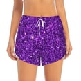 thumbnail image 3 of Uemuo Purple Glitter Pattern Women's Athletic Shorts High Waisted Running Shorts with Liner Pockets Gym Elastic Workout Shorts-Small, 3 of 9
