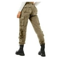 thumbnail image 5 of BiZtdJrK Womens Casual High Waisted Cargo Pants with Pockets Solid Color Straight Leg Pants Y2K Streetwear Outdoor Work Trousers, Khaki, XL, 5 of 6