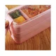 thumbnail image 5 of Fiambrera Bento Box, fiambrera apilable con compartimentos 3 en 1, recipiente para almuerzo de paja de trigo con utensilios, sin BPA, apta para microondas, color rosa, 5 of 5