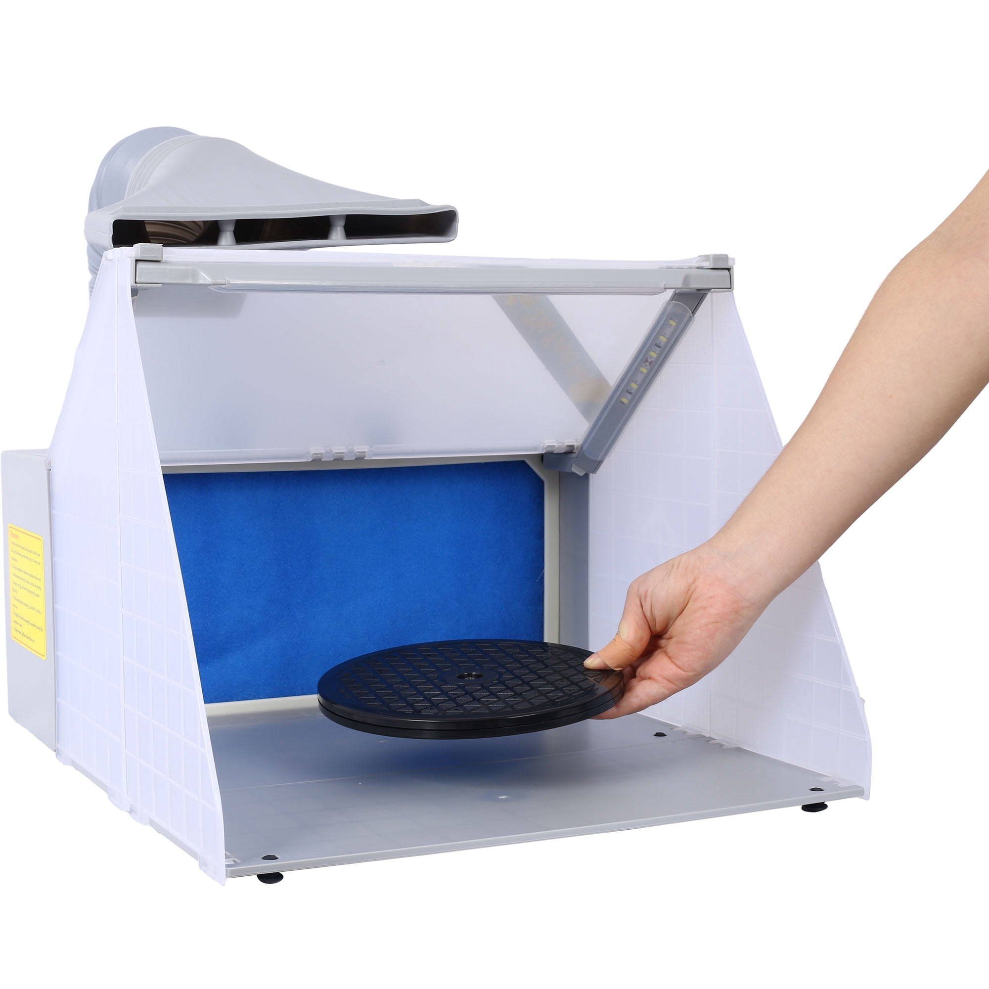 Portable Airbrush Spray Booth LED Lights Hose Extension Folding Design High-Quality Filter Bright LED Lighting Powerful & Quiet Fan Portable Design on Wheels