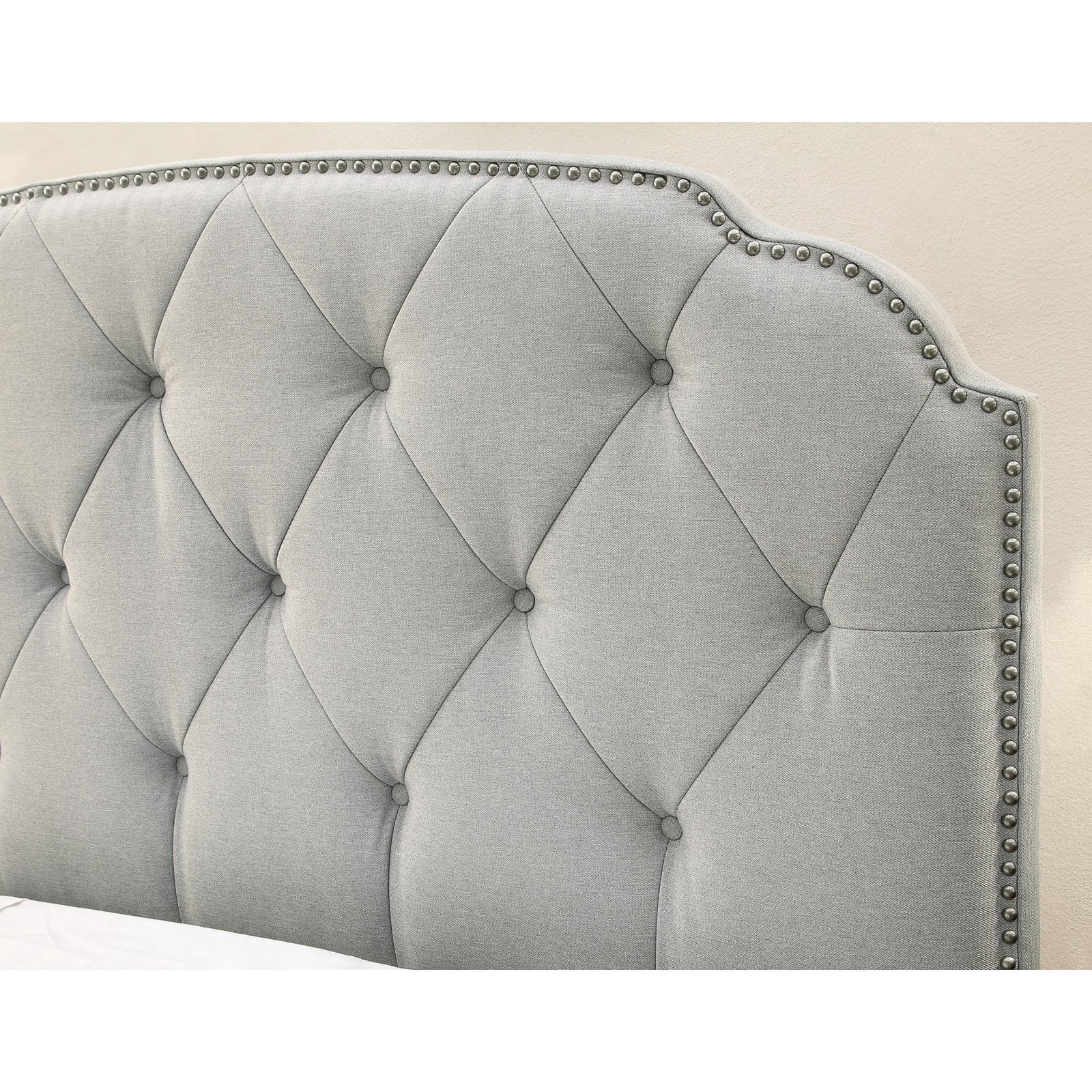 King All-In-One Shaped Corners Upholstered Bed in Dupree Linen
