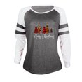 thumbnail image 3 of Hauts pour Femmes T-Shirt à Col Rond à Imprimé Patchwork Décontracté de Noël Tee Blouse Hauts Chemise en Liquidation, 3 of 6