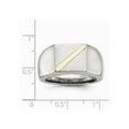 thumbnail image 7 of Stainless Steel Brushed and Polished with Real 14kt Gold Stripe Signet Ring Size: 9; for Adults and Teens, 7 of 7