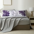 thumbnail image 5 of Flymme Full Size Comforter Sets 7 Piece Bed in a Bag Purple Floral Printed on Gray Comforter Set with Sheets Botanical Complete Bedding Set for All Season, 5 of 8
