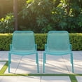 thumbnail image 3 of Tcbosik Stackable Chairs Set of 2, Outdoor Armless Chair with Metal Frame for Deck, Porch, Balcony, Backyard, Garden, Teal, 3 of 10
