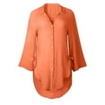thumbnail image 5 of zuwimk Womens Blouse Long Sleeve,Women's Pearl Sheer Mesh Long Sleeve Tops Blouse Orange,M, 5 of 5