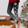 thumbnail image 2 of Fsqjgq Christmas Leggings for Women Novelty Snowflake Printed Holiday Workout Leggings Casual Stretchy Tights Yoga Pants Joggers S Grey, 2 of 5