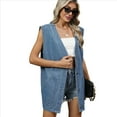 thumbnail image 3 of Chaleco Vaquero Vintage para Mujer, de Gran Tamaño, con Botones y Botones Azul S, 3 of 9