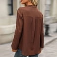 thumbnail image 4 of ClodeEU Women's Long Sleeve V Neck Open Front Button Down Shirt ,Fashion Versatile Top Brown,Womens Plus S, 4 of 4