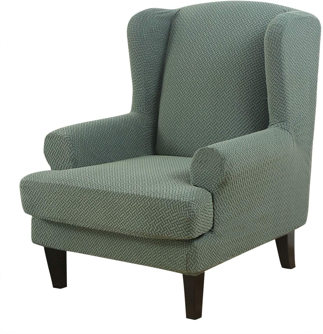 SHANNA Wingback Chair Slipcovers 2Piece Stretch Fabric Wing Chair