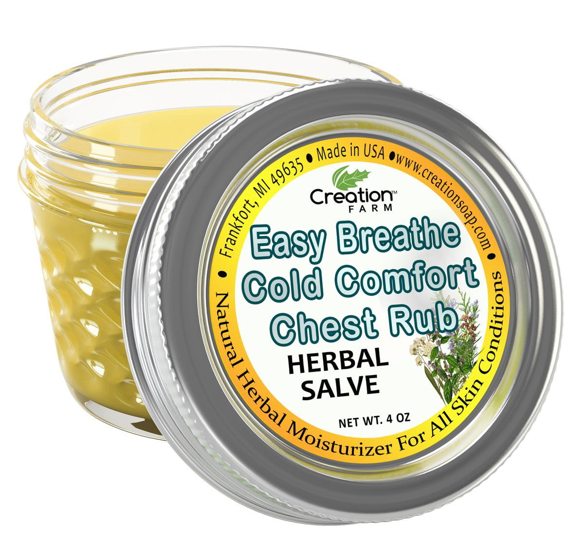 EASY BREATHE COLD COMFORT CHEST RUB JAR 4 OZ HERBAL BALM FROM