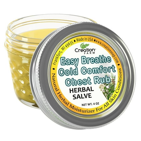 Easy Breathe Cold Comfort Chest Rub Jar 4 Oz- 100% Pure Herbal Balm from Creation Farm