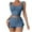 Blue, variant on Sleepwear Sets for Women 2 Piece Comfy Cami Sleepwear Blouses and Comfort Shorts Night Clothes Set Comfortable Ruffles Ribbed Solid 2024 Funny Pjs