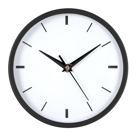 8 Metal Wall Clock, Silent Round Wall Clock for Office Bedroom Decorative, Black