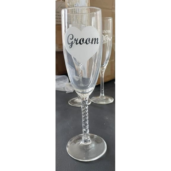Groom Champagne Glass Heart