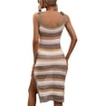 thumbnail image 6 of Liacowi Women Crochet Bikini Cover Ups Contrast Color Hollow Out Bodycon Long Dress Casual Sleeveless Beach Tank Dress, 6 of 7