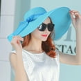 thumbnail image 2 of SikaFu Korea Style Women Summer Hat Solid Plain Big Bow Wide Brim Sun Hat Ladies Floppy Beach Cap Hat Packable Female Straw Hat, 2 of 6