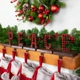 thumbnail image 3 of Northlight Bas de Noël à Carreaux Buffalo "PEACE" - 6 Pouces - 5 Pcs, 3 of 6