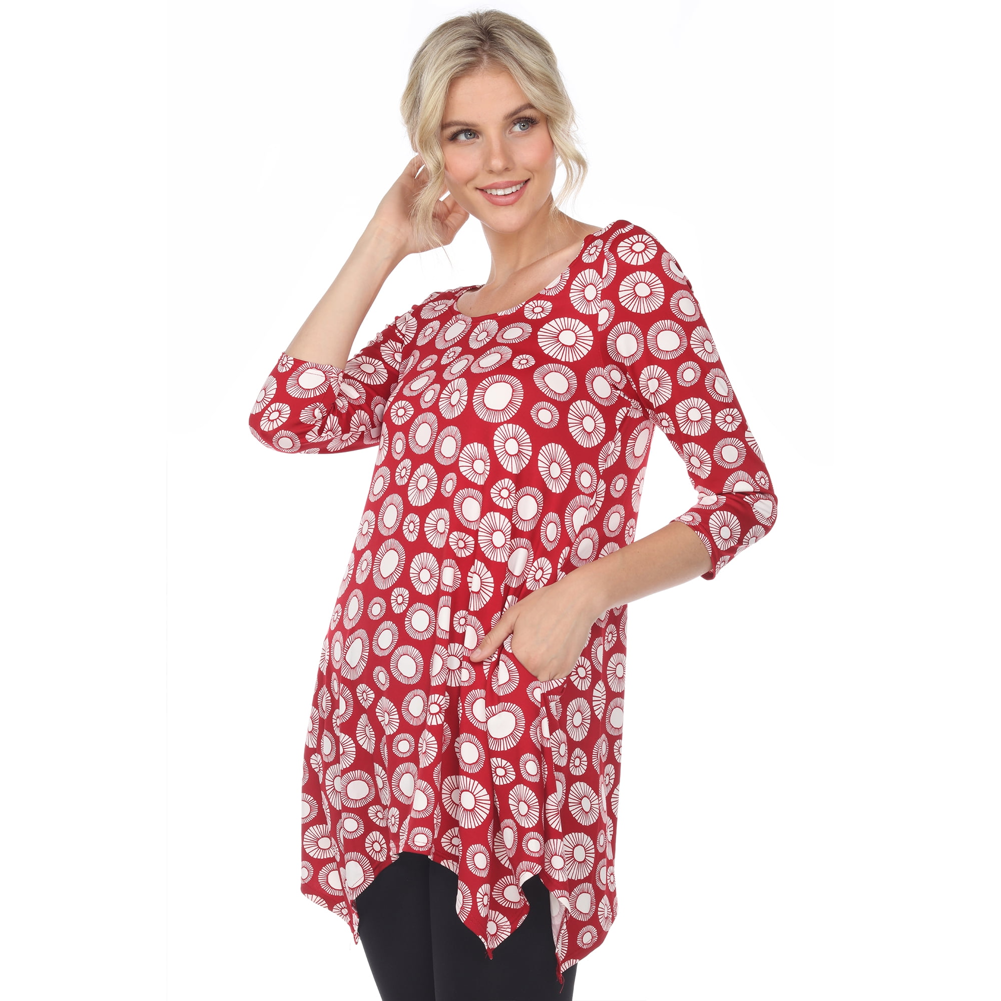 White Mark Women's Printed Geometric Circle Tunic Top