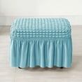 thumbnail image 2 of Wishrage High Stretch Seersucker Fabric Ottoman Slipcovers Rectangle Footstool Cover with Skirt Modern Furniture Protector for Home Decor Bedroom Living Room Balcony, 2 of 2