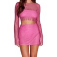 thumbnail image 1 of Mini Vestido Corto Conjunto de falda de malla para mujer Perspectiva sexy holgada Ropa de calle para discoteca (Rose Red M) Ygjytge para Mujer Rosa roja T L, 1 of 9