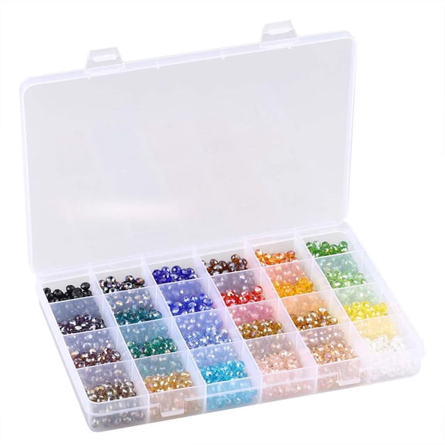 facefd 1200pcs Artificial Crystal Beads 24 Colors 6mm Crystal Beads Assorted Kit Loose Spacer Beads for Jewelry Making DIY Crafting